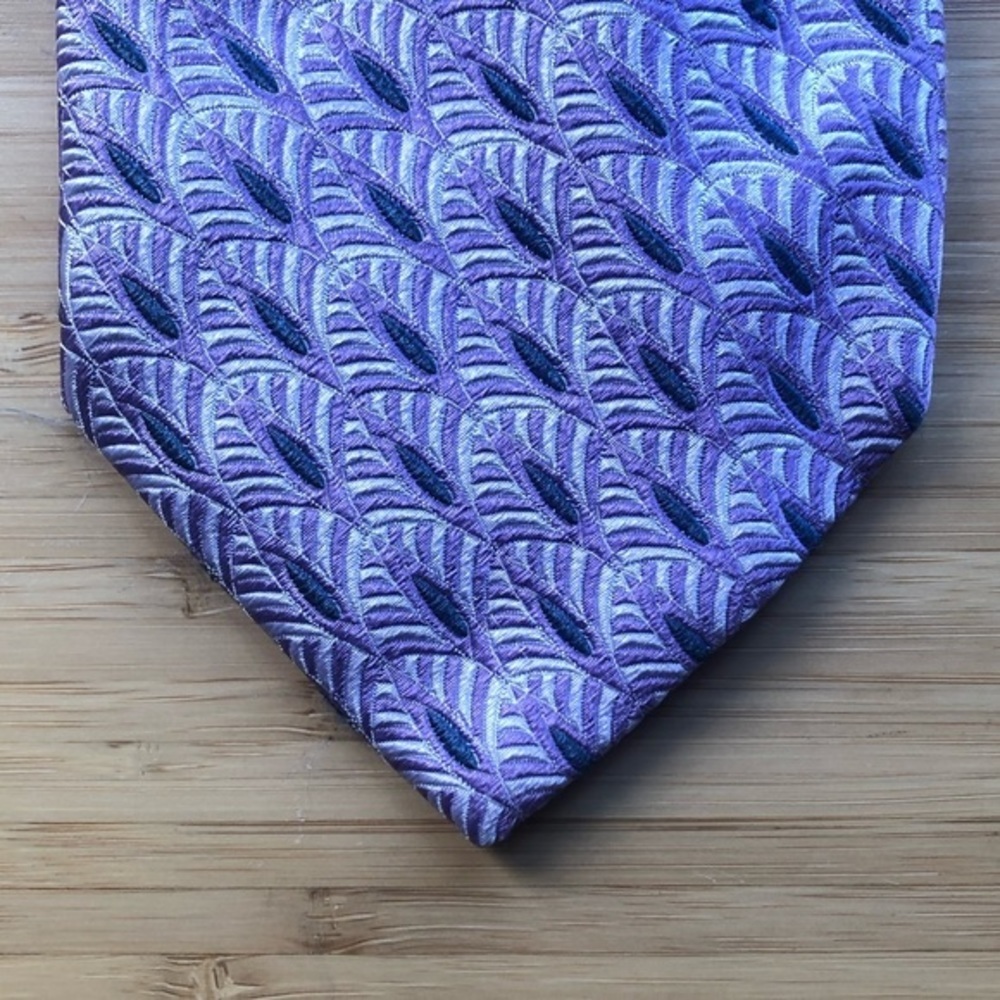 Altea Lavender Blue Geometric Silk Tie - Picture 6 of 6